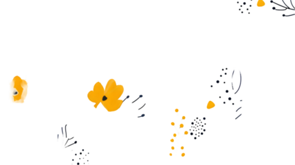 Pastel Summer Pattern with Trendy Florals isolated on a transparent background