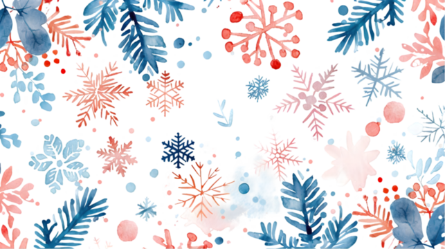 Pastel Winter Theme Seamless Background isolated on a transparent background