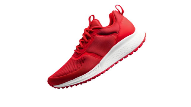 red running sneakers mockup isolated on a transparent background