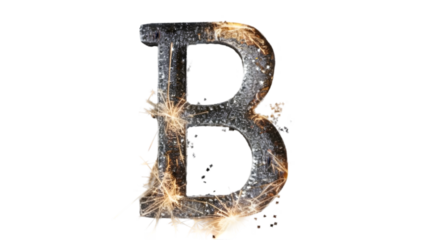 Sparklers Letter B isolated on a transparent background