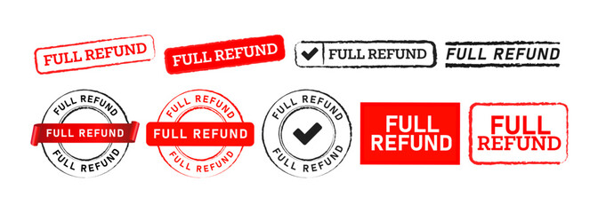 square and circle rubber stamp label sticker for return money refinance back