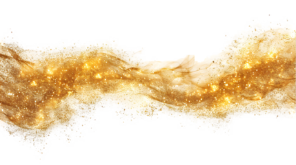 Sparkling Gold Dust Swirl Effect isolated on a transparent background