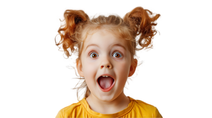 surprised joyful girl kid isolated on a transparent background