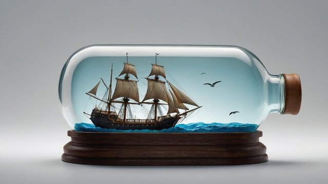 Barco dentro de una botella de vidrio 
