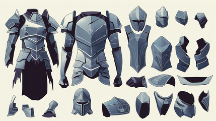 Medieval knight armor set vector illustration