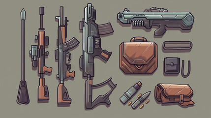 Cartoon weaponry and accessories set