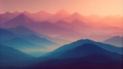 Fototapeta premium Abstract Mountains: Stylized, layered mountains in gradient colors, providing a sense of depth and serenity. 