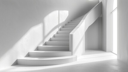 Cinema 4D business growth representation, clean and detailed, smooth white gradient, studio light, minimalism, copy space