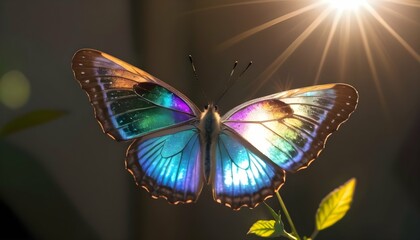 A Butterfly With Iridescent Wings Shimmering In Th Upscaled 2
