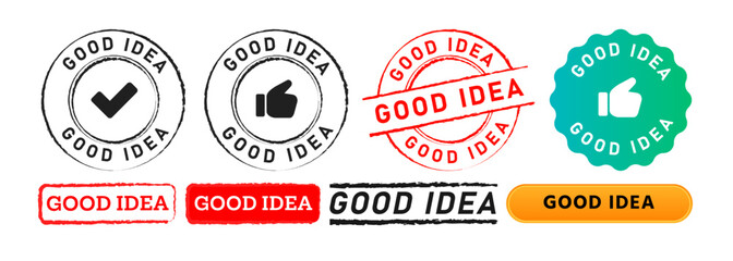 good idea circle rubber stamp label sticker sign for thinking innovation inspiration motivation