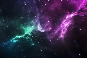Celestialpunk Space Nebula with Neon Purple and Green Lights