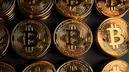 Background With Stack of Bitcoin Gold Coins Theme