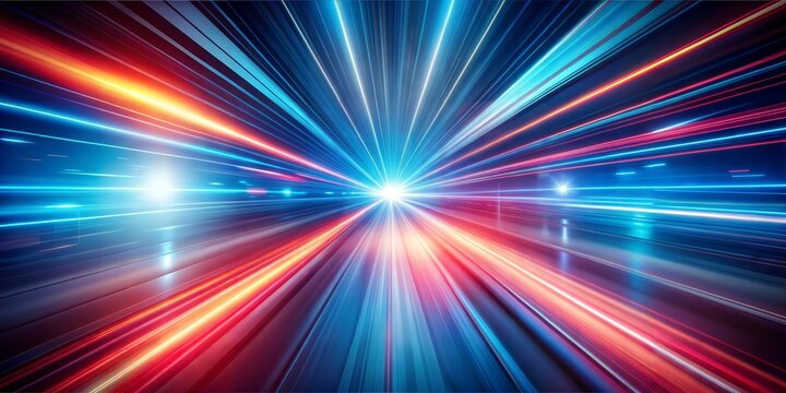 Futuristic speed motion with blue and red rays of light abstract background