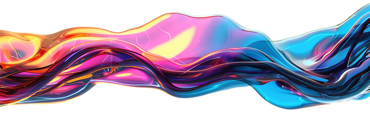3d rendering multi-colored flowing abstract metallic iridescent wave solid shape. simple, minimalist. isolated flat on white and transparent background