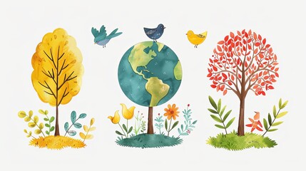Earth day poster set. Vector illustrations for graphic and web design, business presentation, marketing and print material