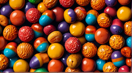 Background with a pile of colorful candy theme
