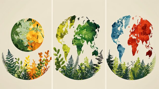 Earth day poster set. Vector illustrations for graphic and web design, business presentation, marketing and print material