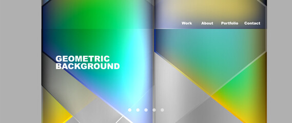 Metal triangles with colorful bright triangles. Geometric modern minimalist design template