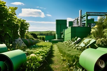 crafted green cardboard factory embodying green washing