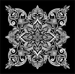 ornament line art style black white vector