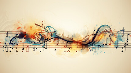 Abstract Colorful Music Background with Watercolor Element. illustration
