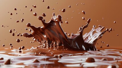 D Rendering of a Delicious Splash of Rich Chocolate in Bright Light - Powered by Adobe