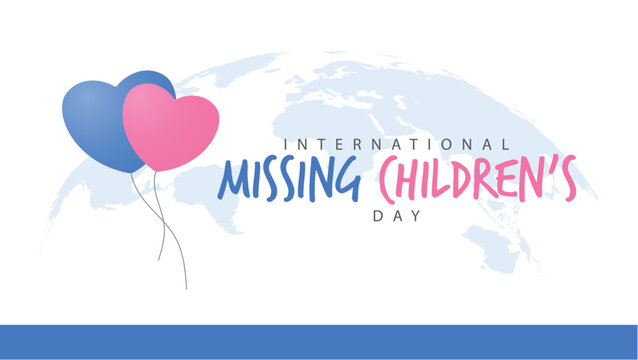 International missing children's day. Vector illustration of a heart shape balloon. Suitable for banners, web, social media, greeting cards etc