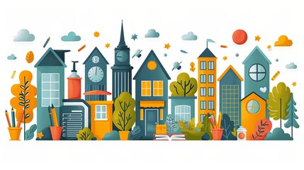 Fototapeta premium Education. Vector illustration for graphic and web design, business presentation, marketing and print material. Back to school