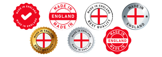 Obraz premium made in england circle stamp and seal badge label sticker for quality country product