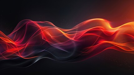 Jet black with abstract red and orange waves
