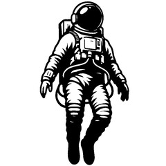 The silhouette of an astronaut is floating