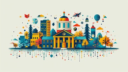 Obraz premium Education. Vector illustration for graphic and web design, business presentation, marketing and print material. Back to school