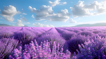 A field of lavender flowers swaying gently in the breeze under a bright blue sky, providing a calming and serene wallpaper. List of Art Media Photograph inspired by Spring magazine