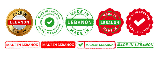 made in lebanon rectangle and circle stamp seal badge label sticker sign for certificate product country manufactured