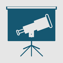 Vector graphic of a telescope icon, illustration sign and symbol for vision, foresight, and strategic planning in business