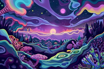 Obraz premium Create a surreal landscape inspired by the benefits of probiotics on gut health , abstract , background