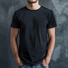 Black T-Shirt Mockups With Male Models. #1