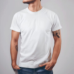 White T-Shirt Mockups With Male Models. #2