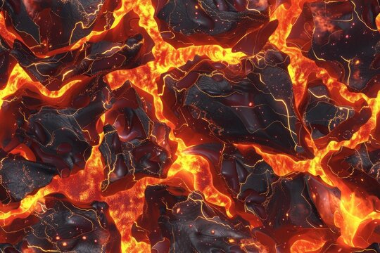 Seamless Lava Texture Patterns with Realistic Swirling Variation