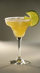 Yellow Cocktail With Lime Slice