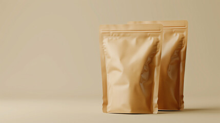 Mockup of two product paper bags with ziplock on isolated background