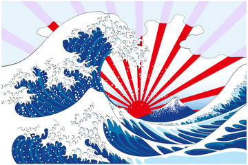 浮世絵　葛飾北斎　冨嶽三十六景 神奈川沖浪裏のイメージイラスト3