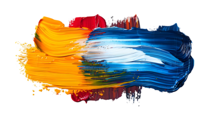 Grunge colorful brush stroke oil paint isolated on a transparent background