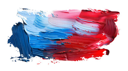 Grunge red blue brush strokes oil paint isolated on a transparent background