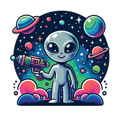 alien holding a alien gun