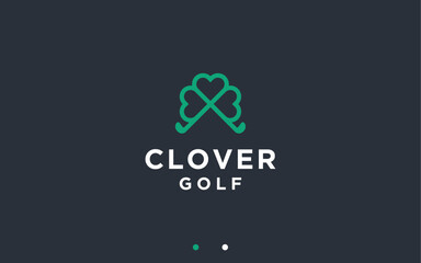 Obraz premium Clover with Golf Logo Design Vector Silhouette Illustration