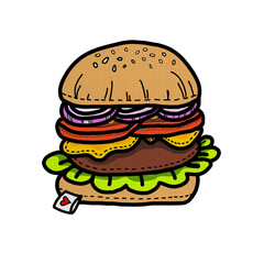 Illustration of hamburger design made of cloth 