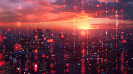 Digital background ideal for technological operations includes neural networks, AI, data transmission and encryption.