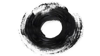 photo black grunge circle brush strokes oil paint isolated on a transparent background