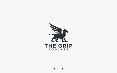 podcast griffin logo design vector silhouette illustration